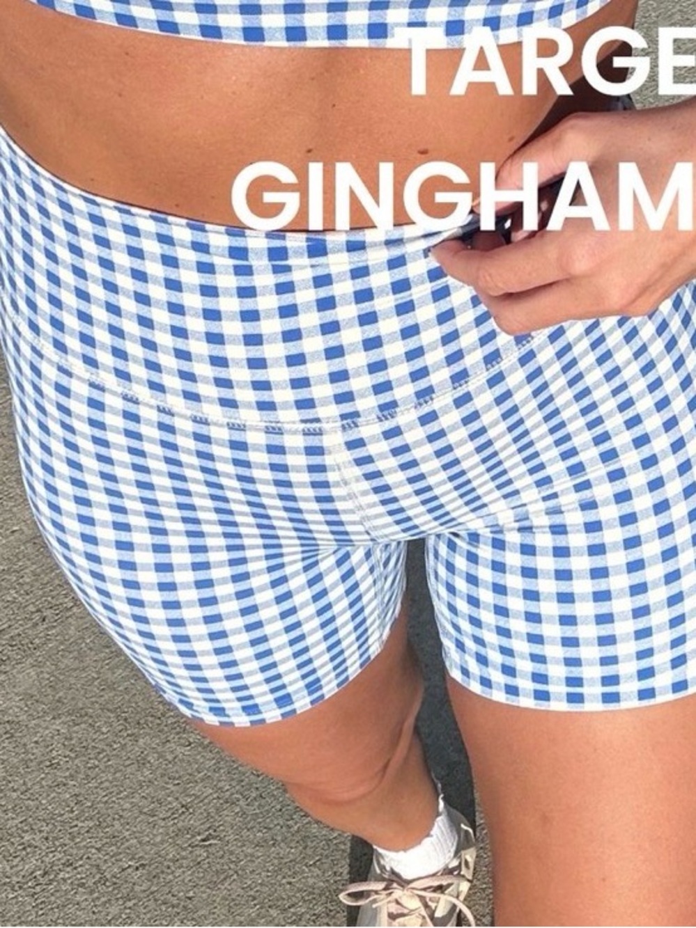 all in motion Blue & White Gingham Bike Shorts